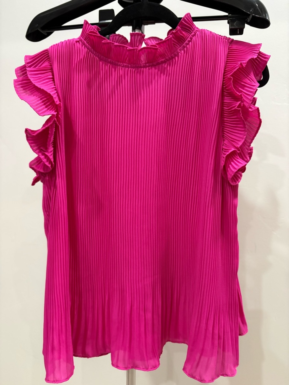 TCEC Ruffle Pleated Sleeveless Top - Fuchsia